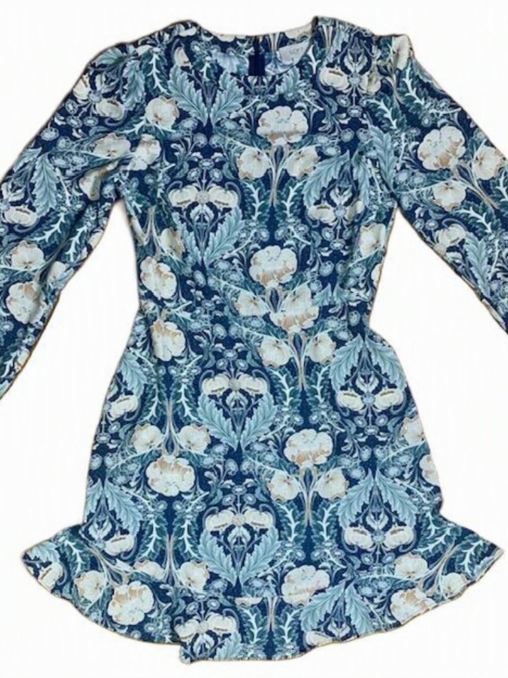 NWT LOFT Floral Botanical Ruffle Mini Dress Size 2 Blue